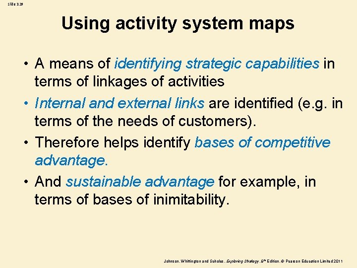 Slide 3. 29 Using activity system maps • A means of identifying strategic capabilities