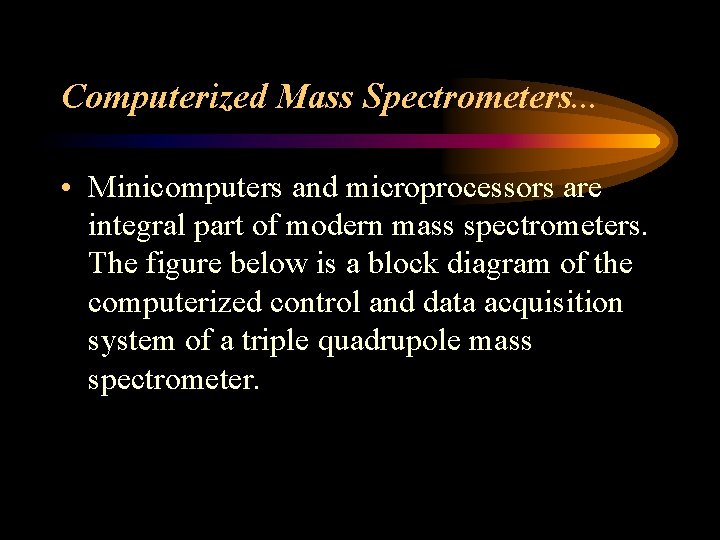 Computerized Mass Spectrometers. . . • Minicomputers and microprocessors are integral part of modern