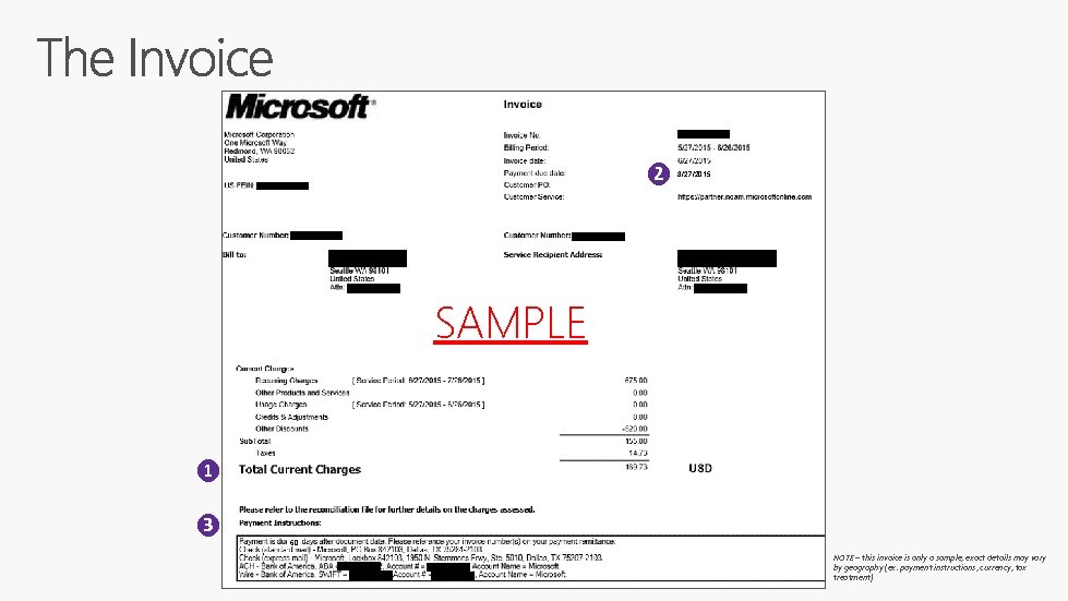 ❷ ❷ 8/27/2015 SAMPLE ❶ ❸ 60 NOTE – this invoice is only a