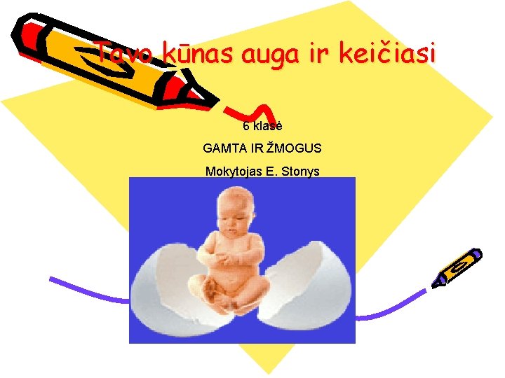 Tavo kūnas auga ir keičiasi 6 klasė GAMTA IR ŽMOGUS Mokytojas E. Stonys 