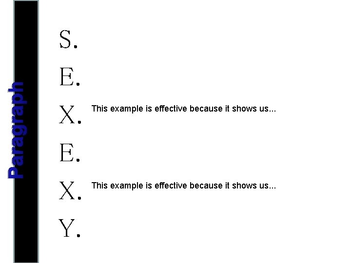 Paragraph S. E. X. Y. This example is effective because it shows us. .