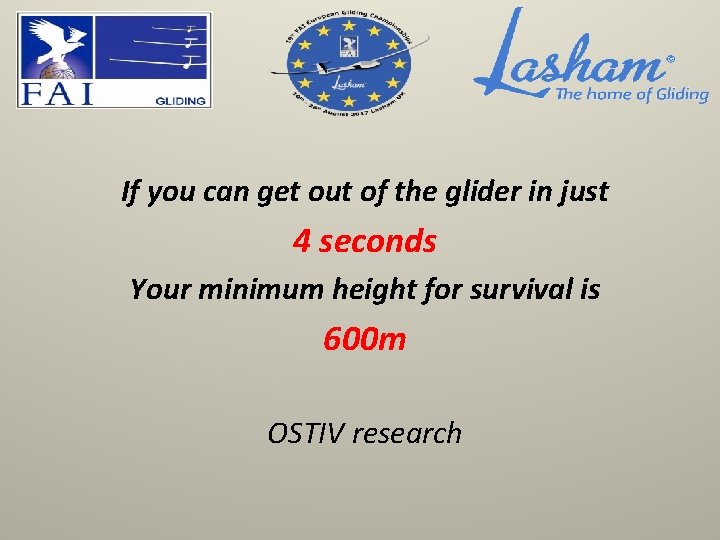 If you can get out of the glider in just 4 seconds Your minimum