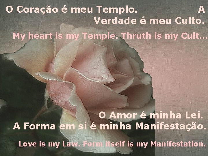 O Coração é meu Templo. A Verdade é meu Culto. My heart is my