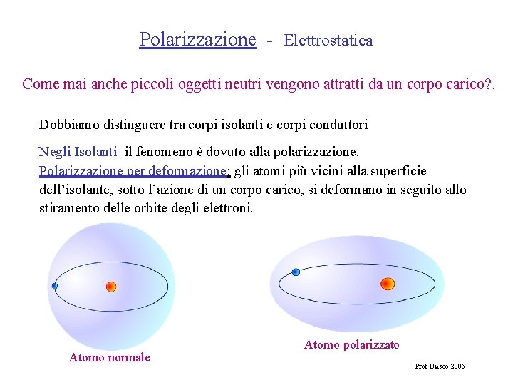 Polarizzazione - Elettrostatica Come mai anche piccoli oggetti neutri vengono attratti da un corpo