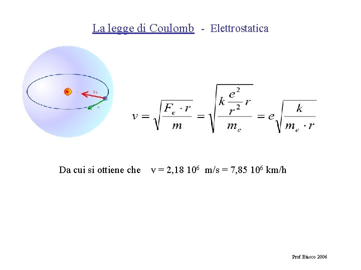 La legge di Coulomb - Elettrostatica Da cui si ottiene che v = 2,