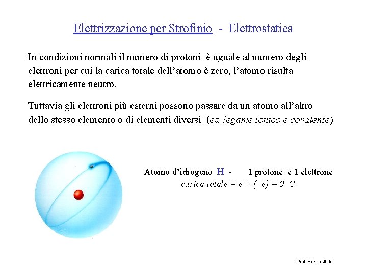 Elettrizzazione per Strofinio - Elettrostatica In condizioni normali il numero di protoni è uguale