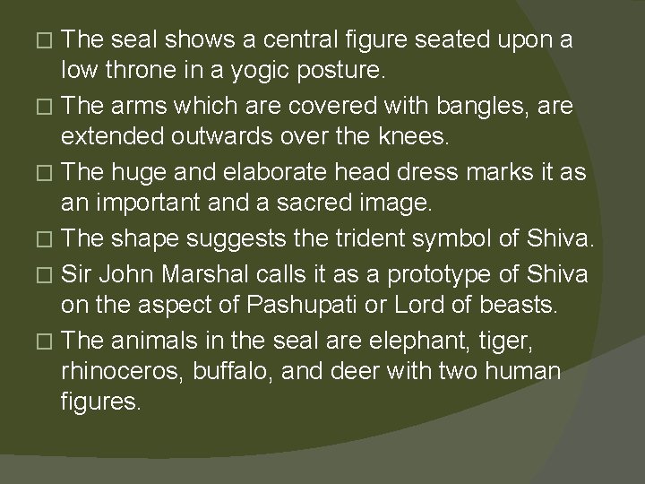The seal shows a central figure seated upon a low throne in a yogic