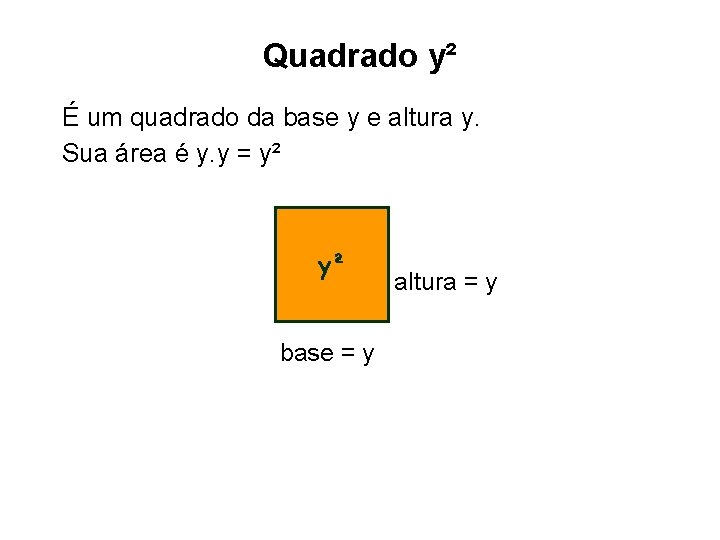 Quadrado y² É um quadrado da base y e altura y. Sua área é