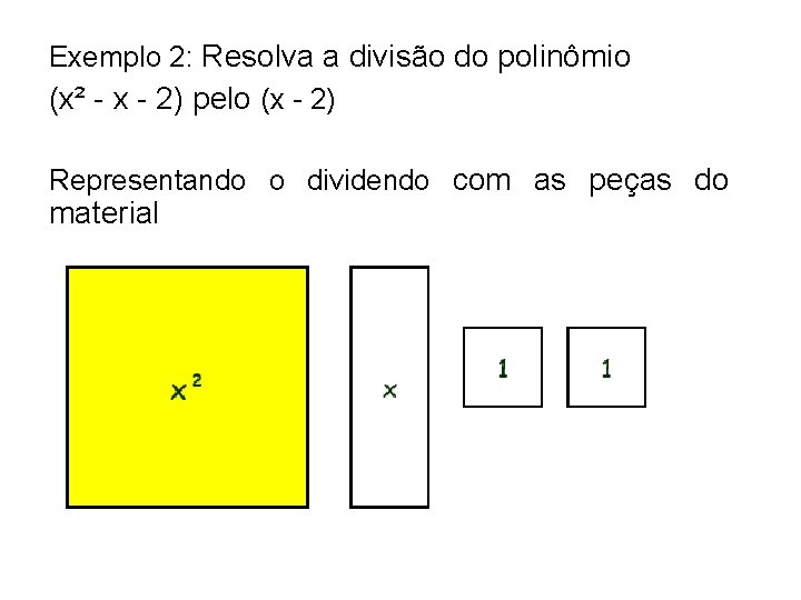 Exemplo 2: Resolva a divisão do polinômio (x² - x - 2) pelo (x