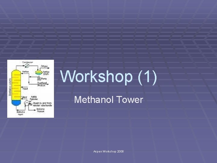 Workshop (1) Methanol Tower Aspen Workshop 2008 