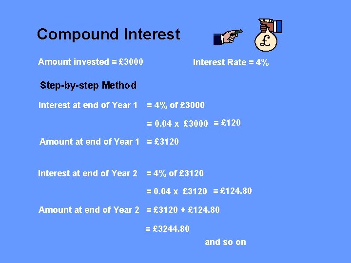 Compound Interest Amount invested = £ 3000 Interest Rate = 4% Step-by-step Method Interest