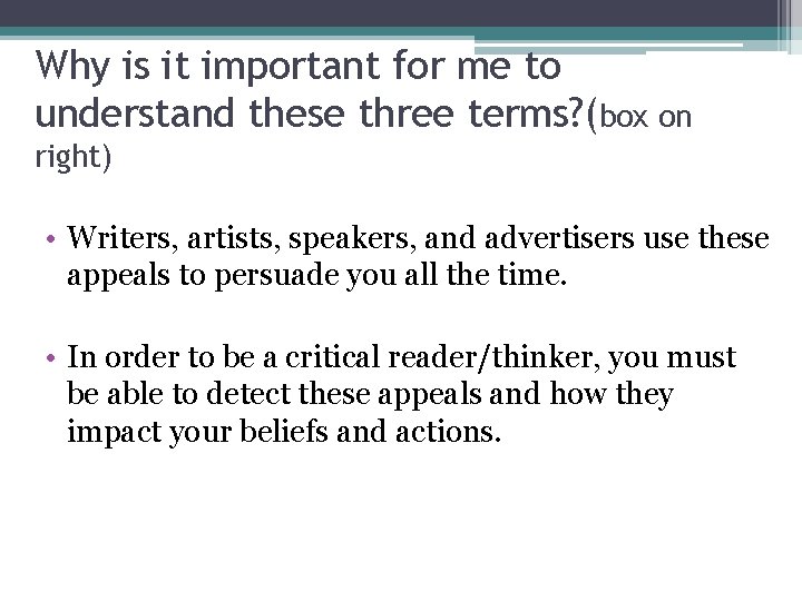 Why is it important for me to understand these three terms? (box on right)