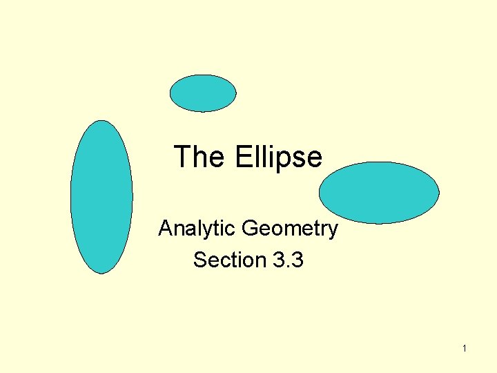 The Ellipse Analytic Geometry Section 3. 3 1 