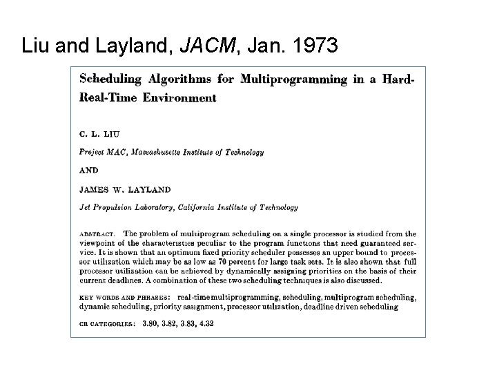 Liu and Layland, JACM, Jan. 1973 