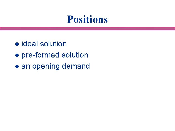 Positions ideal solution l pre-formed solution l an opening demand l 