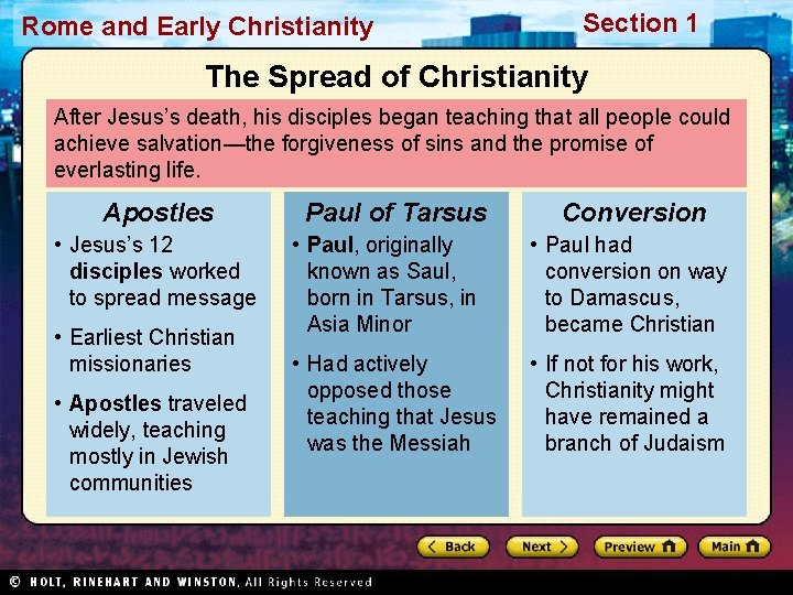 Rome and Early Christianity Section 1 The Spread of Christianity After Jesus’s death, his