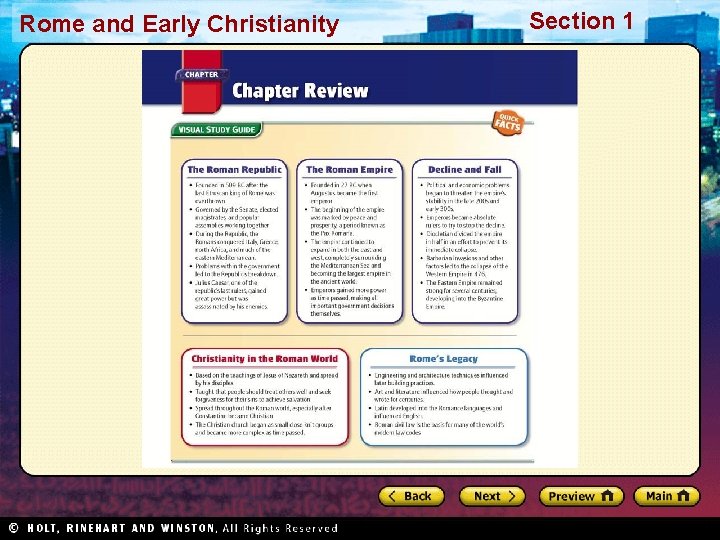 Rome and Early Christianity Section 1 