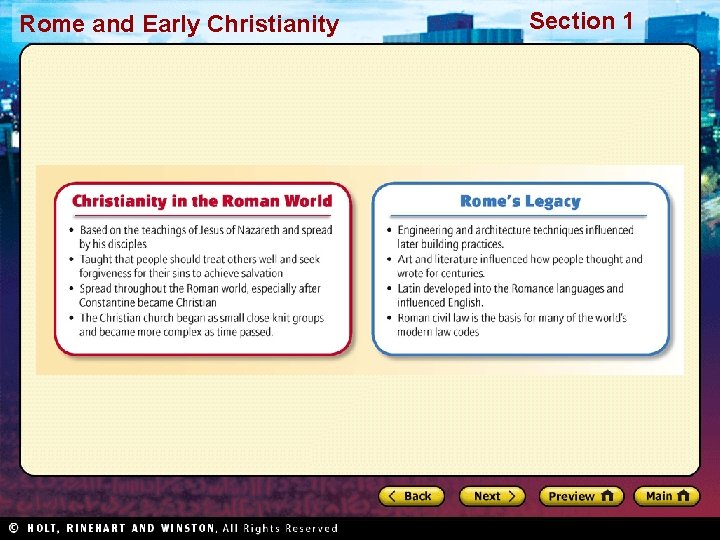 Rome and Early Christianity Section 1 