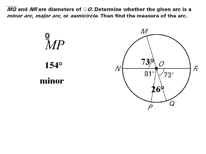 154° minor 73° 26° 