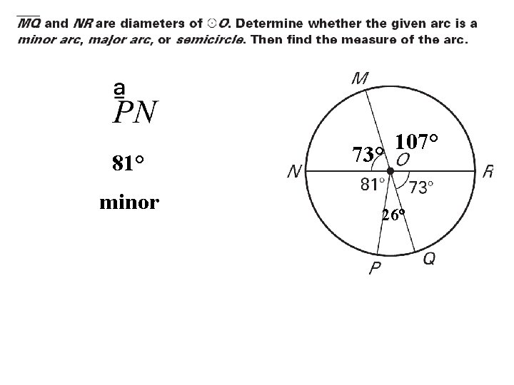81° minor 73° 107° 26° 