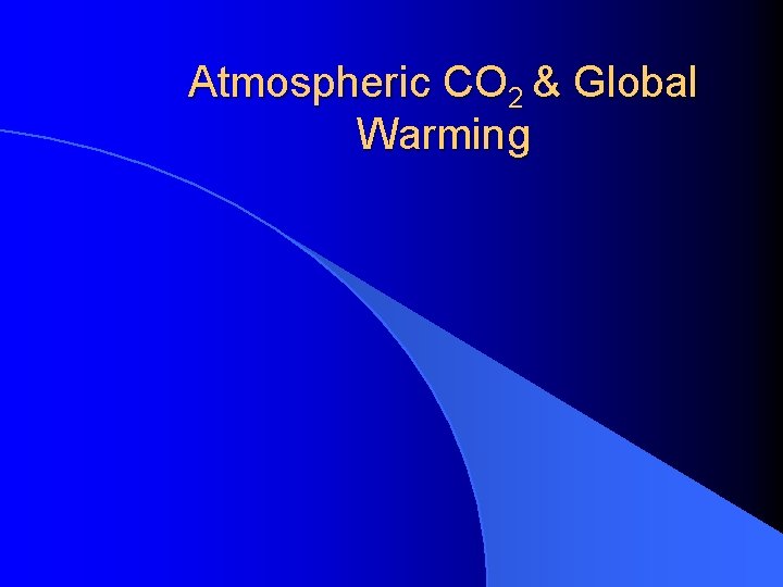 Atmospheric CO 2 & Global Warming 