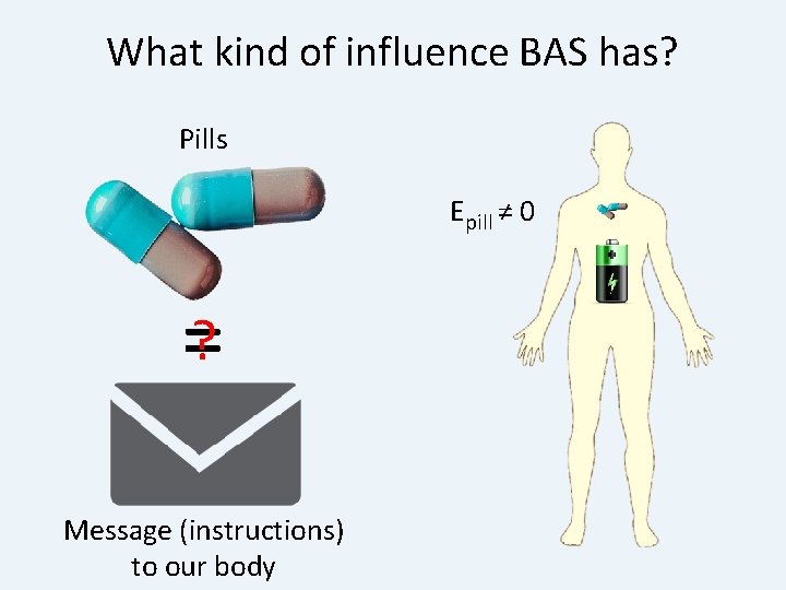 What kind of influence BAS has? Pills Epill ≠ 0 =? Message (instructions) to