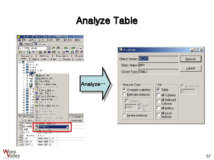 Analyze Table Analyze… 57 