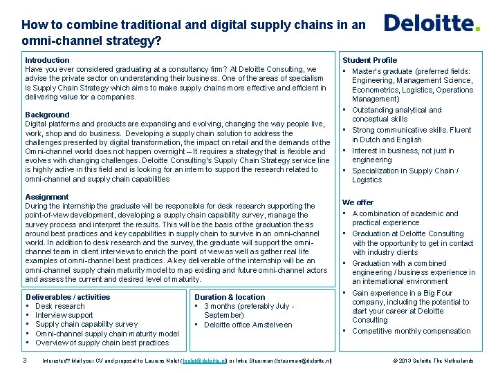 How to combine traditional and digital supply chains in an omni-channel strategy? Introduction Have