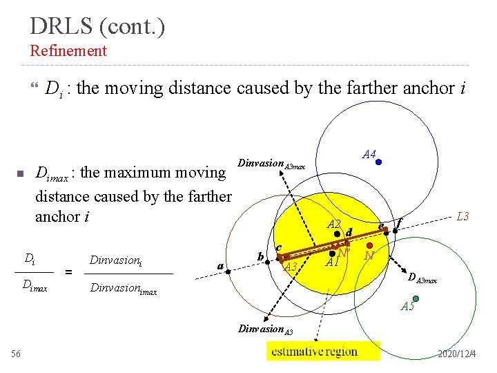 DRLS (cont. ) Refinement n Di : the moving distance caused by the farther