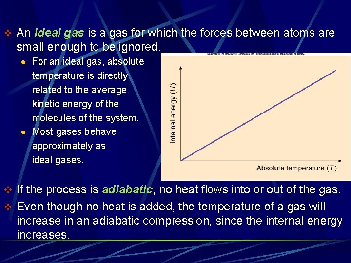 v An ideal gas is a gas for which the forces between atoms are
