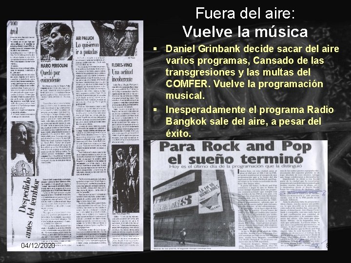 Fuera del aire: Vuelve la música § Daniel Grinbank decide sacar del aire varios Fuera del aire: Vuelve la música § Daniel Grinbank decide sacar del aire varios