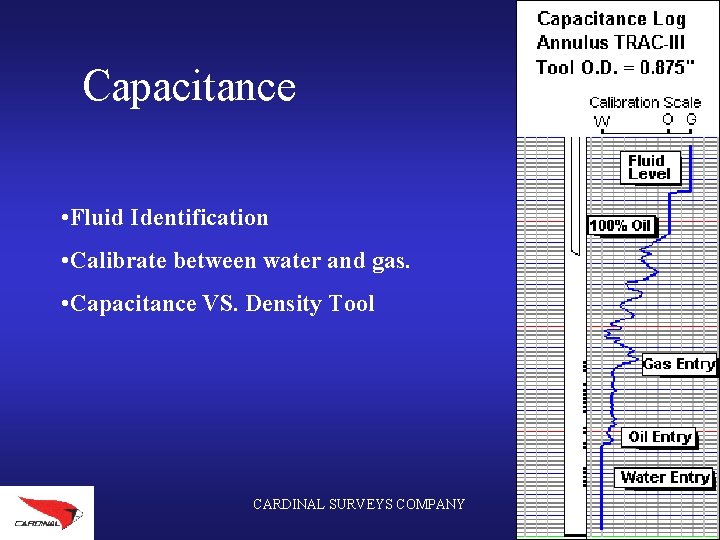 Capacitance • Fluid Identification • Calibrate between water and gas. • Capacitance VS. Density