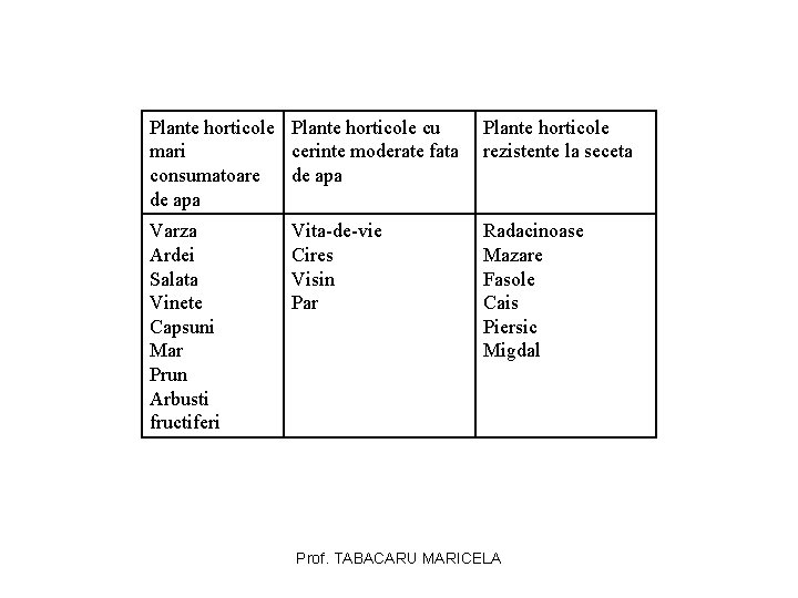 Plante horticole cu mari cerinte moderate fata consumatoare de apa Plante horticole rezistente la Plante horticole cu mari cerinte moderate fata consumatoare de apa Plante horticole rezistente la