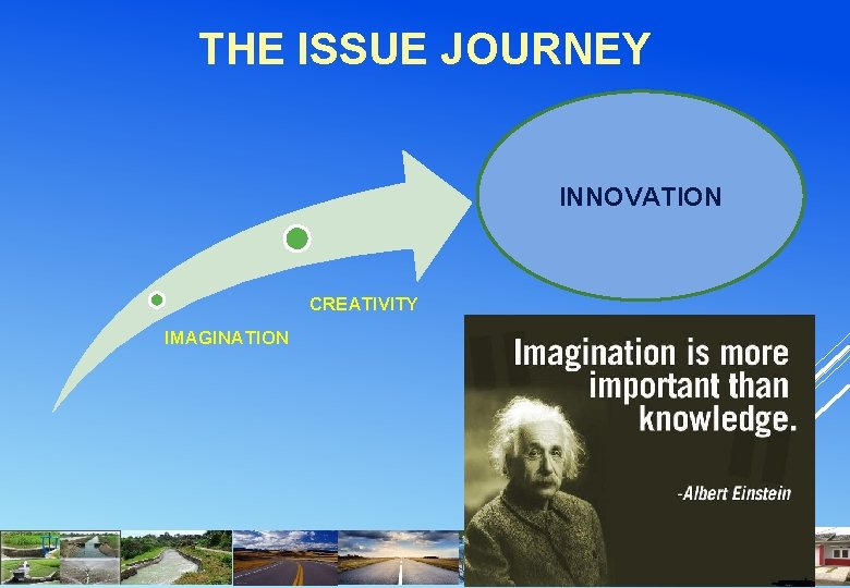 THE ISSUE JOURNEY INNOVATION CREATIVITY IMAGINATION 