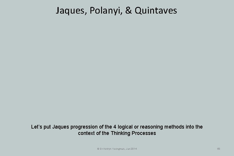 Jaques, Polanyi, & Quintaves Let’s put Jaques progression of the 4 logical or reasoning Jaques, Polanyi, & Quintaves Let’s put Jaques progression of the 4 logical or reasoning