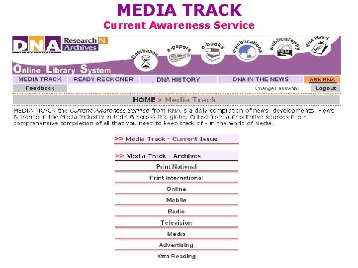 MEDIA TRACK Current Awareness Service MEDIA TRACK Current Awareness Service