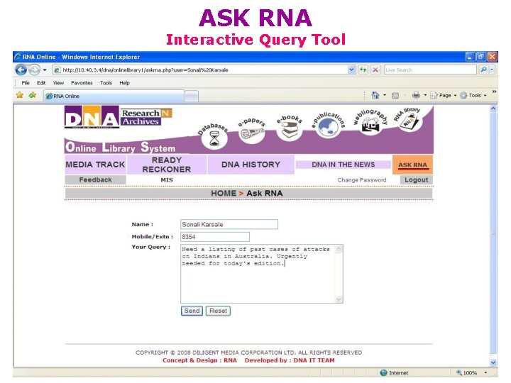 ASK RNA Interactive Query Tool ASK RNA Interactive Query Tool