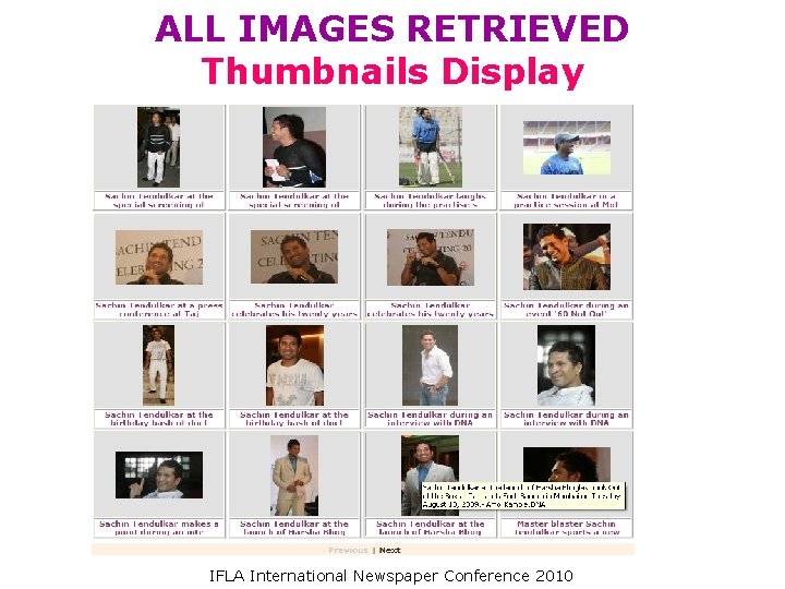 ALL IMAGES RETRIEVED Thumbnails Display IFLA International Newspaper Conference 2010 ALL IMAGES RETRIEVED Thumbnails Display IFLA International Newspaper Conference 2010
