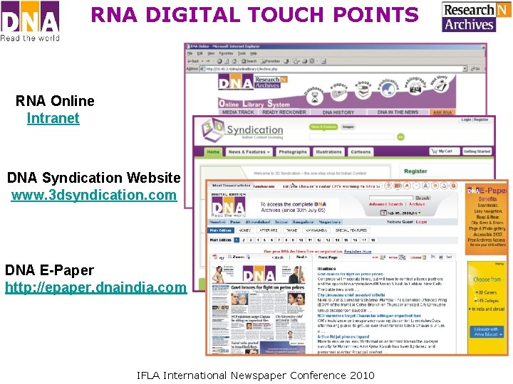 RNA DIGITAL TOUCH POINTS RNA Online Intranet DNA Syndication Website www. 3 dsyndication. com RNA DIGITAL TOUCH POINTS RNA Online Intranet DNA Syndication Website www. 3 dsyndication. com