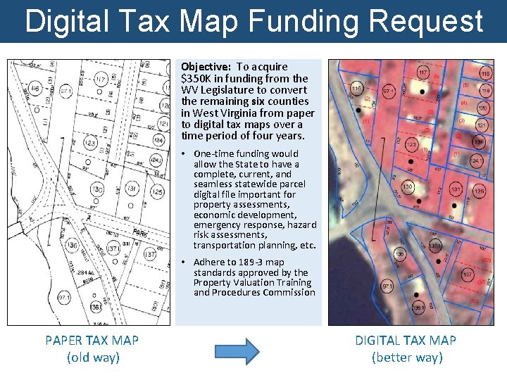 Digital Tax Map Funding Request Objective: To acquire $350 K in funding from the