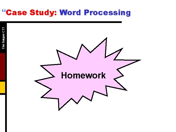 The Saigon CTT }Case Study: Word Processing Homework 