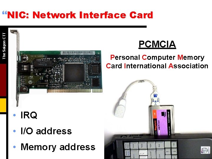 The Saigon CTT }NIC: Network Interface Card PCMCIA Personal Computer Memory Card International Association