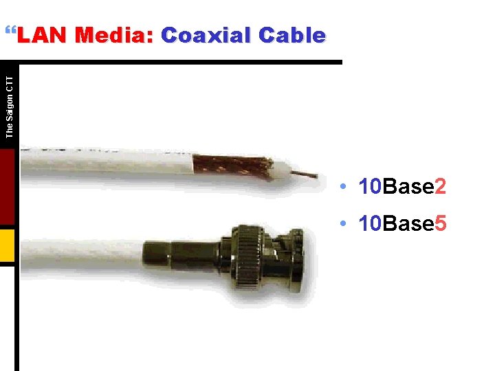 The Saigon CTT }LAN Media: Coaxial Cable • 10 Base 2 • 10 Base