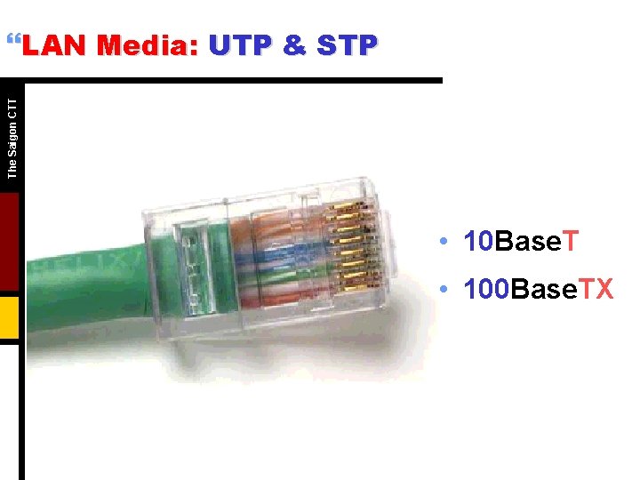 The Saigon CTT }LAN Media: UTP & STP • 10 Base. T • 100