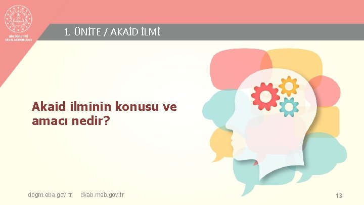 1. ÜNİTE / AKAİD İLMİ Akaid ilminin konusu ve amacı nedir? dogm. eba. gov.