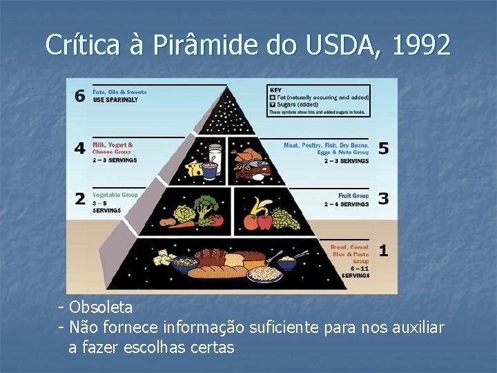 Crítica à Pirâmide do USDA, 1992 - Obsoleta - Não fornece informação suficiente para