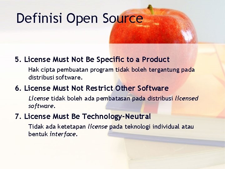 Definisi Open Source 5. License Must Not Be Specific to a Product Hak cipta