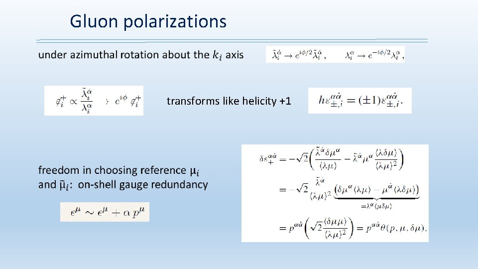 Gluon polarizations transforms like helicity +1 