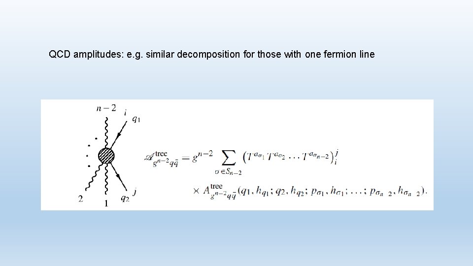 QCD amplitudes: e. g. similar decomposition for those with one fermion line 