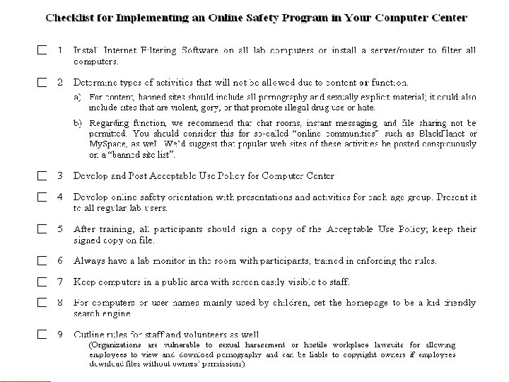 Download Word Version Online Safety Program Checklist Displayed http: //www. techmission. org/documents/Online_Safety_checklist. doc 
